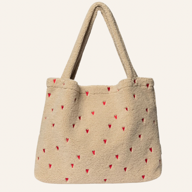 Studio Noos Studio Noos Teddy Mom Bag | Ecru Hearts