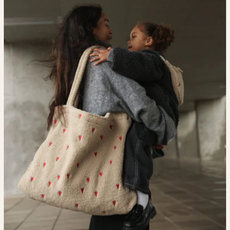 Studio Noos Studio Noos Teddy Mom Bag | Ecru Hearts