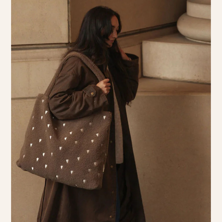 Studio Noos Studio Noos Teddy Mom Bag | Brown Hearts