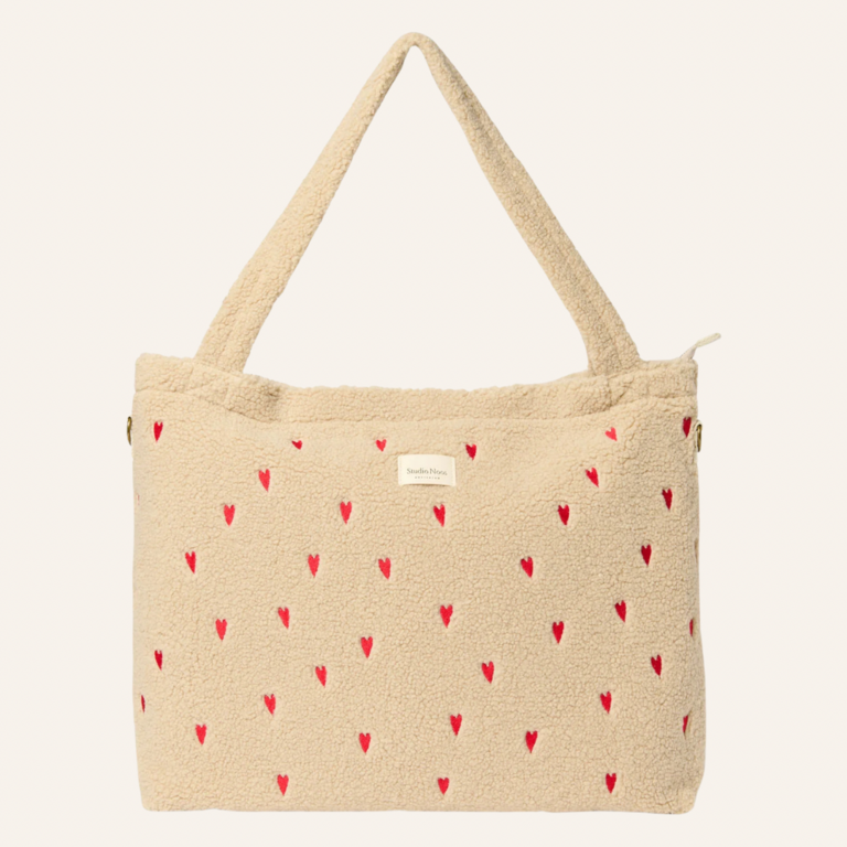 Studio Noos Studio Noos Teddy Diaper Bag | Ecru Hearts