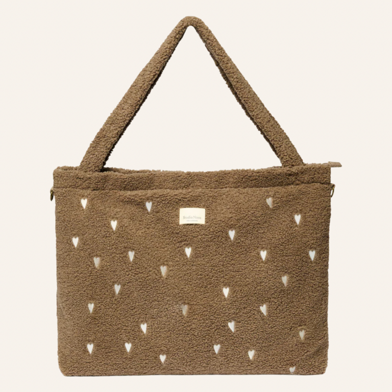 Studio Noos Studio Noos Teddy Diaper Bag | Brown Hearts