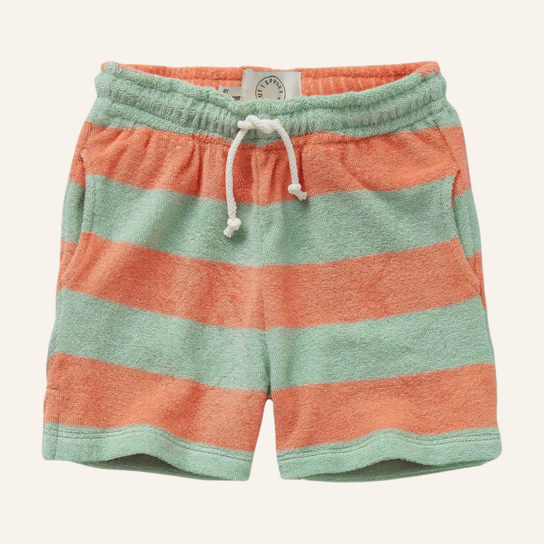 Sproet & Sprout Sproet&Sprout Terry shorts block stripes - Silt green