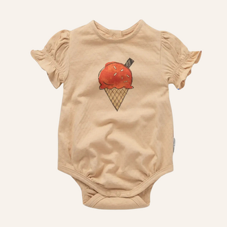 Sproet & Sprout Sproet & Sprout Baby Romper Balloon Sleeve  - Sand