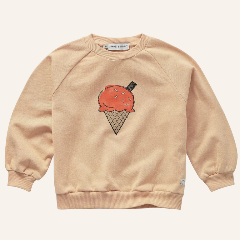 Sproet & Sprout Sproet & Sprout Baby Raglan Sweatshirt Ice cream  - Sand