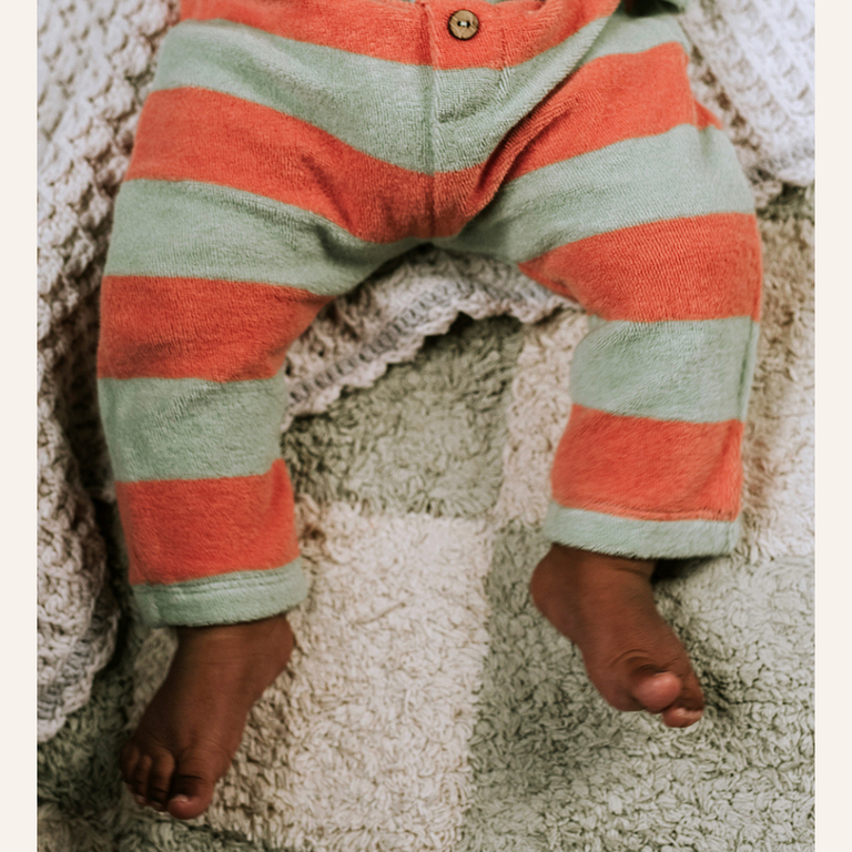 Sproet & Sprout Sproet&Sprout baby terry pants stripes - Silt green