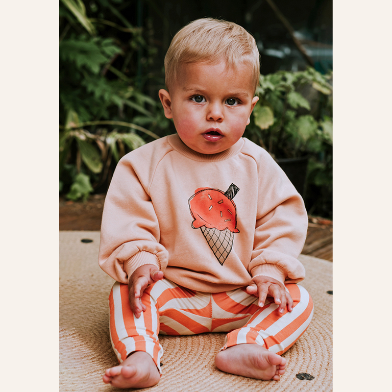 Sproet & Sprout Sproet & Sprout Baby Raglan Sweatshirt Ice cream  - Sand