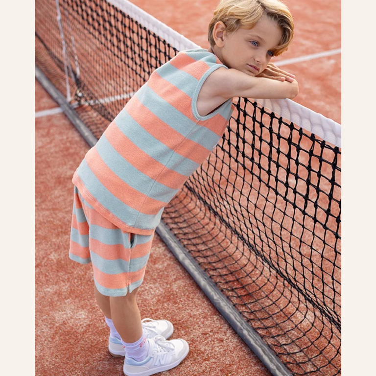 Sproet & Sprout Sproet&Sprout Terry shorts block stripes - Silt green