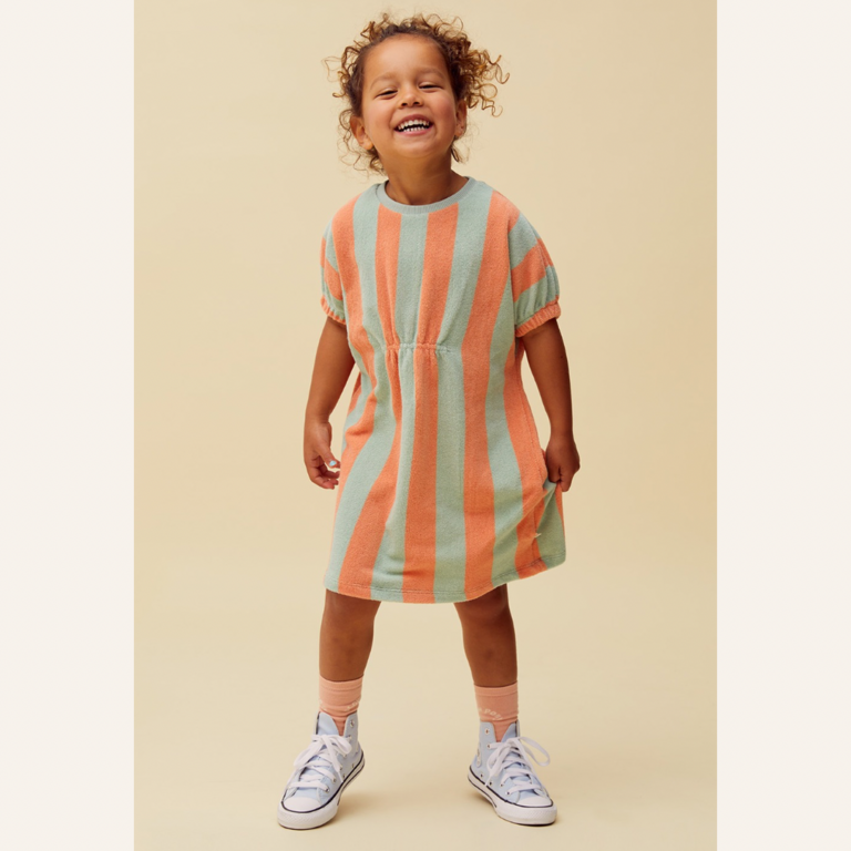 Sproet & Sprout Sproet&Sprout Loose dress stripes - Silt green