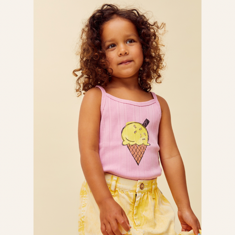 Sproet & Sprout Sproet&Sprout Girls spaghetti top ice cream - podium pink