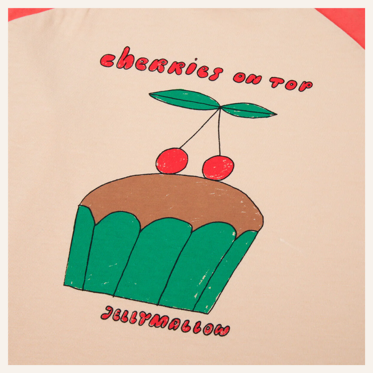 Jelly Mallow Jellymallow Cherry cupcake raglan t-shirt