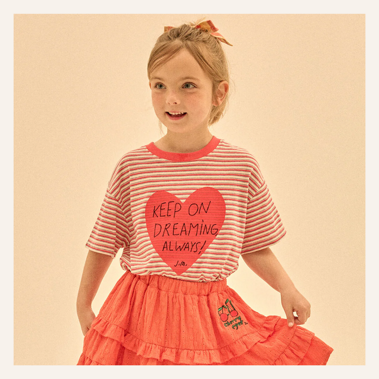 Jelly Mallow Jellymallow Heartchain stripe t-shirt | Red
