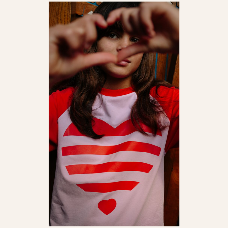 Call me Frankie Call me Frankie Striped heart cropped T-shirt