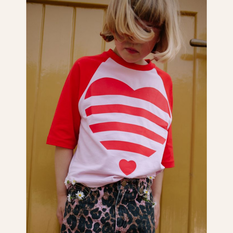 Call me Frankie Call me Frankie Striped heart cropped T-shirt