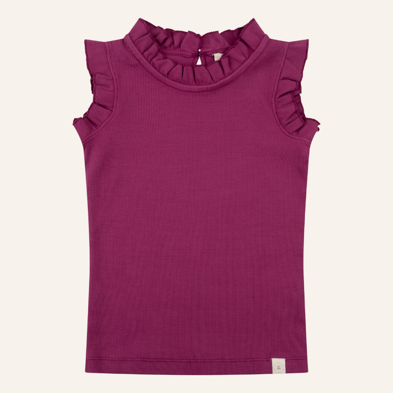 Navy Natural Navy Natural Ruffle Top | Berry Rib