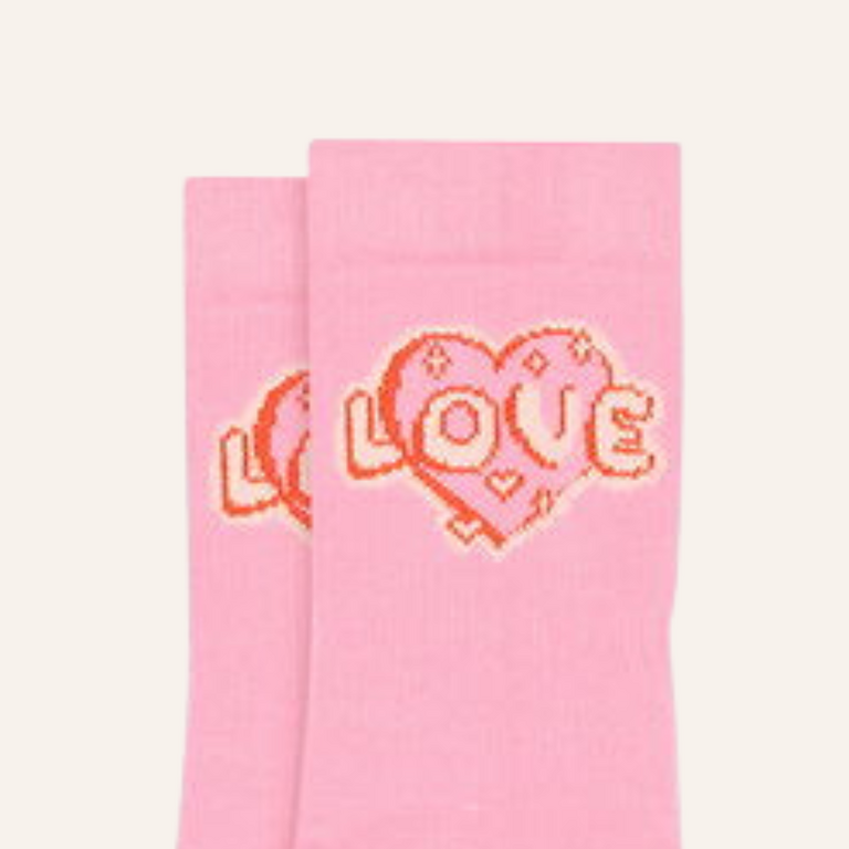 Melton Melton Heart Socks - Begonia pink