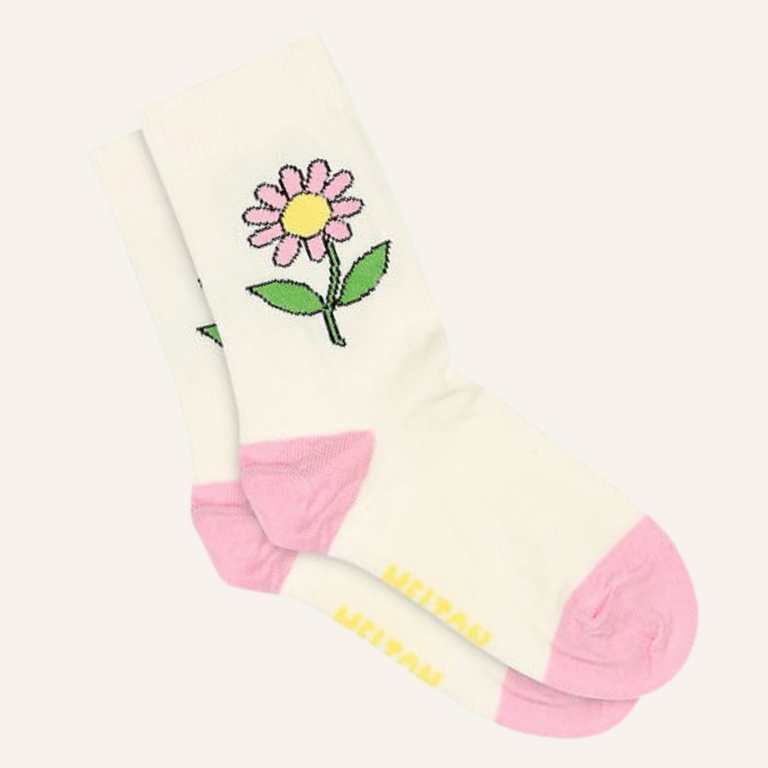 Melton Melton Daisy Socks - Snow white