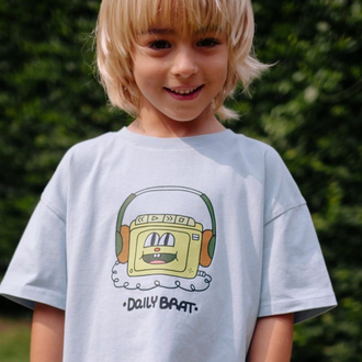 Daily Brat Daily Brat Funky headphones T-shirt - Sterling blue