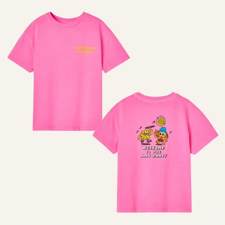 American Vintage AMV Kid tee-shirt fizvalley backprint - Rose Fluo