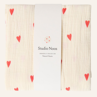 Studio Noos Studio Noos Swaddle Print Large | Ecru Hearts
