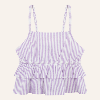 Navy Natural Navy Natural Loe Ruffle Top | Lila stripe