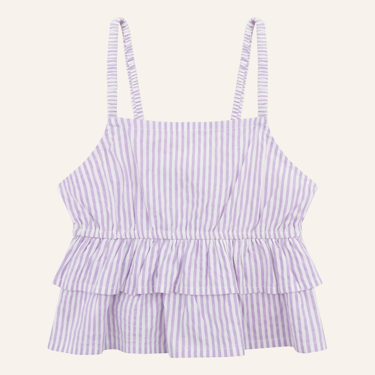 Navy Natural Navy Natural Loe Ruffle Top | Lila stripe