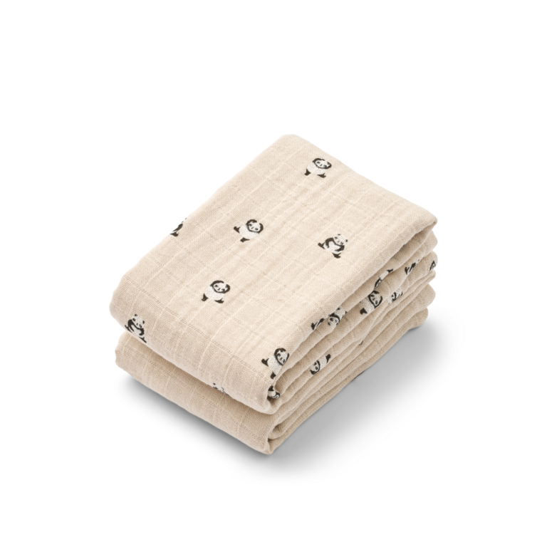 Liewood Liewood Lewis muslin 2-pack - Mini panda/sandy mix