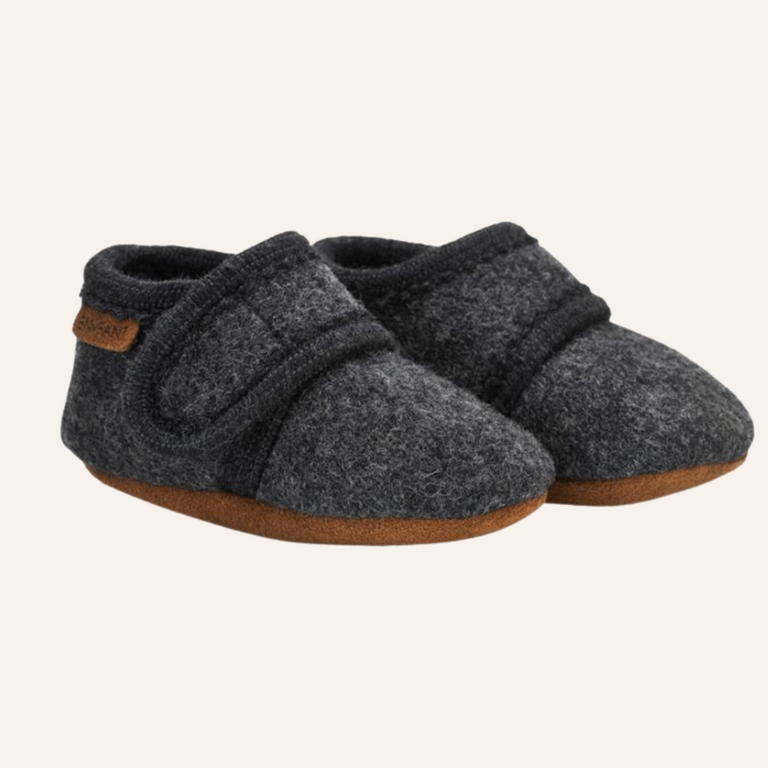 Enfant Enfant Baby Wool Slippers | Drak Grey Melange