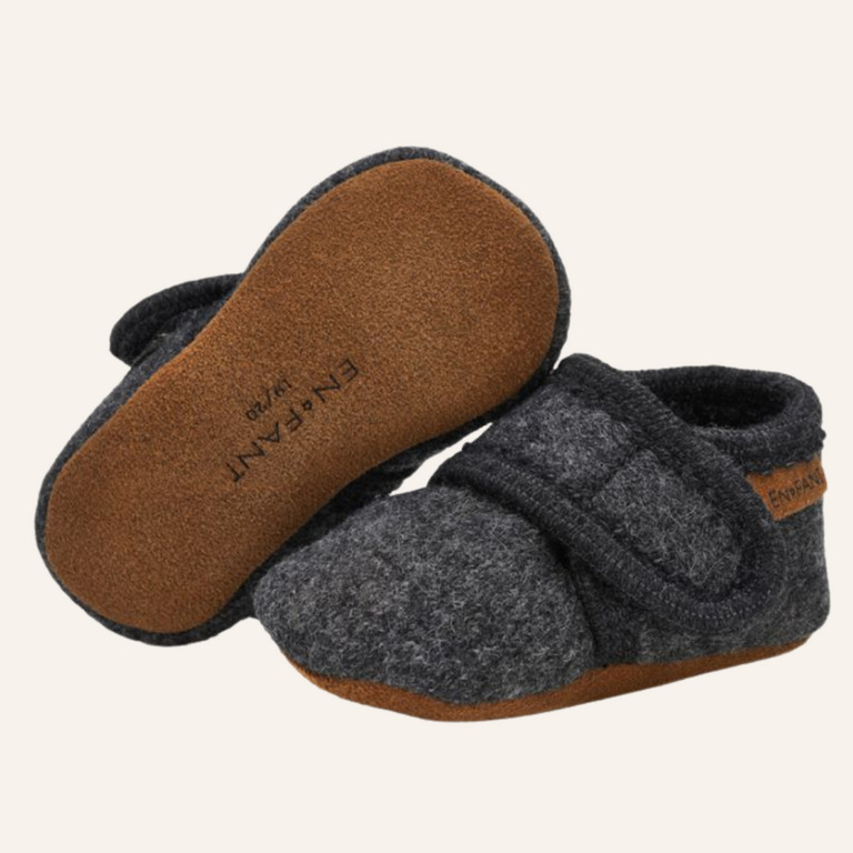 Enfant Enfant Baby Wool Slippers | Drak Grey Melange