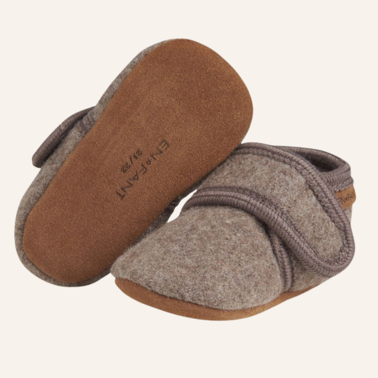 Enfant Enfant Baby Wool Slippers | Walnut