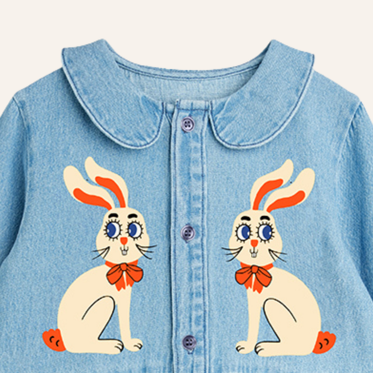 Mini Rodini Mini Rodini Denim rabbit dress - Blue