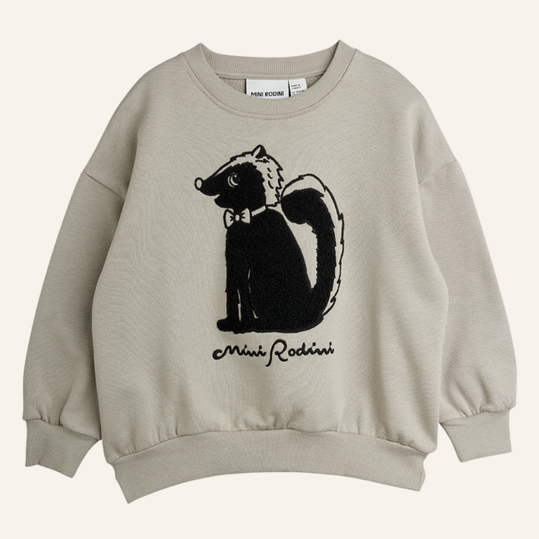 Mini Rodini Mini Rodini Skunk chenille sweatshirt - Grey