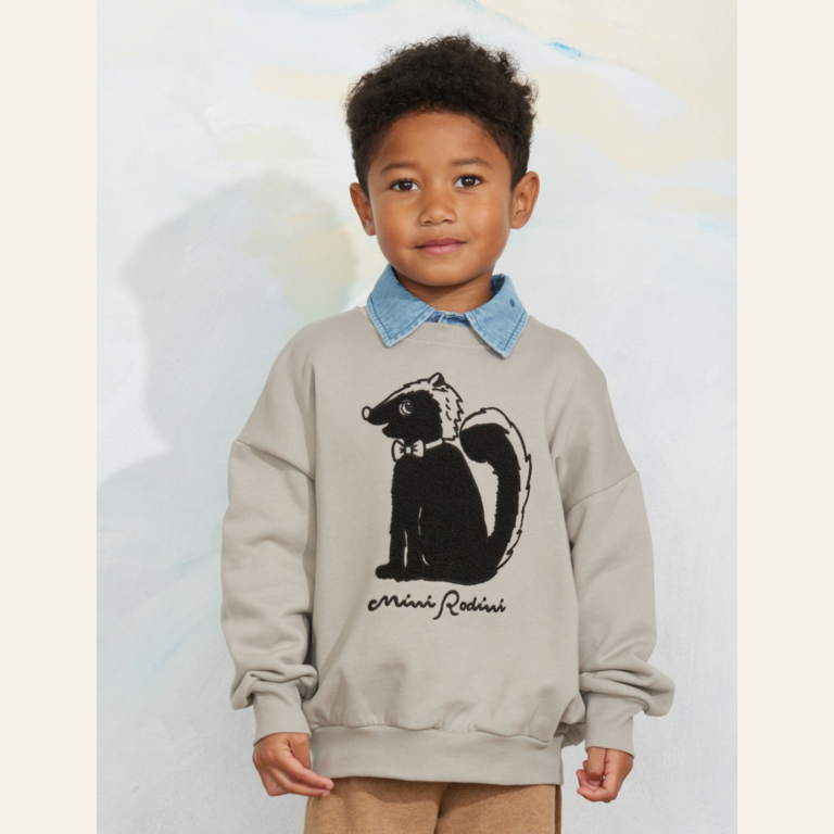 Mini Rodini Mini Rodini Skunk chenille sweatshirt - Grey