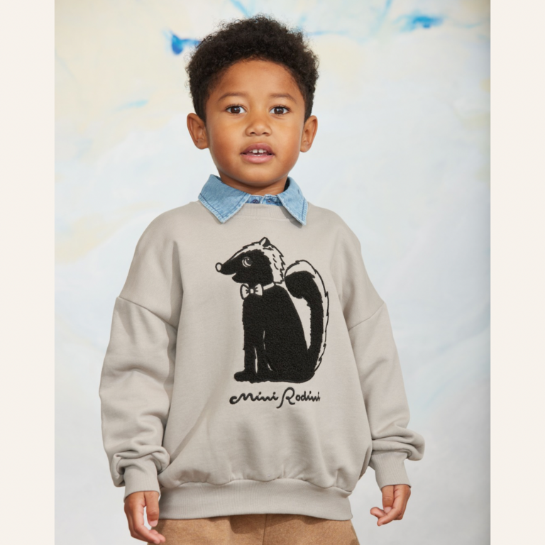 Mini Rodini Mini Rodini Skunk chenille sweatshirt - Grey