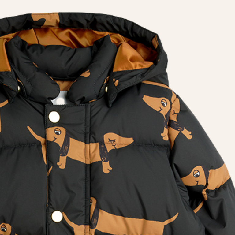 Mini Rodini Mini Rodini Dog hooded puffer - Black