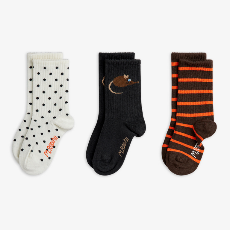 Mini Rodini Mini Rodini Elephant shrew 3-pack socks - Multi