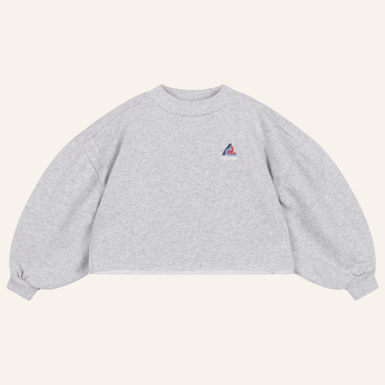 Repose AMS Repose AMS Crop Heart Sweater - Light Mixed Grey