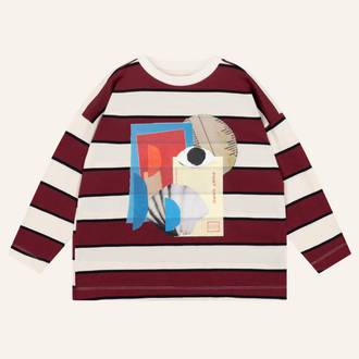 Repose AMS Repose AMS Wide Cut Long Tee - Mulberry Stripe