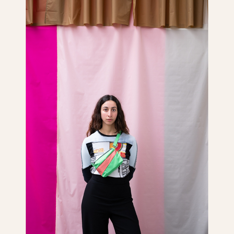 Susan Bijl Susan Bijl - The New Bum Bag | Greenscreen&Coral size S