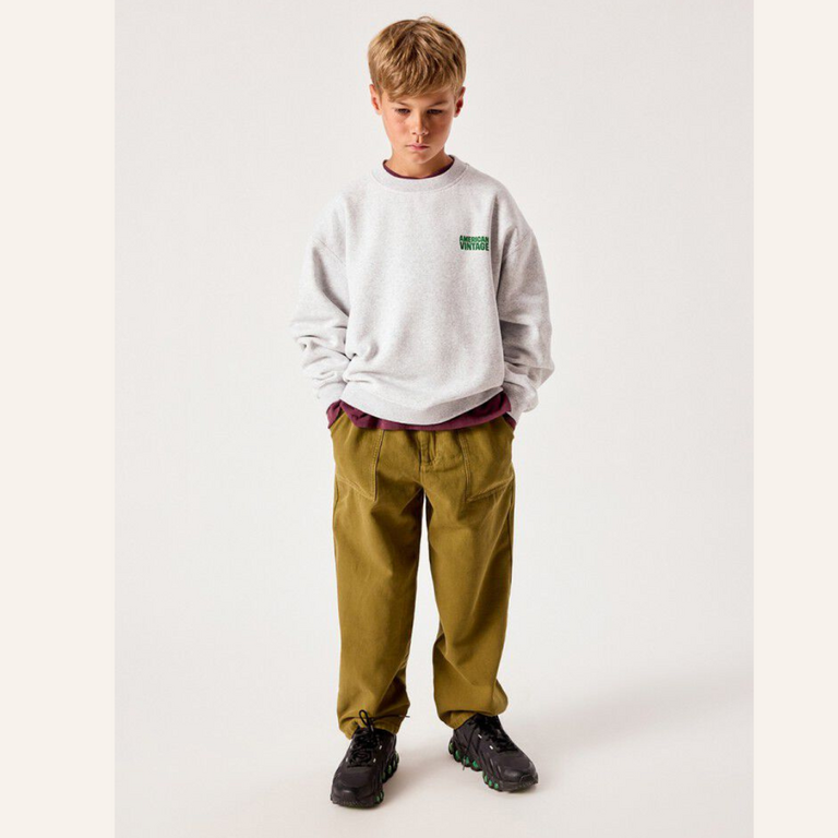 American Vintage AMV kids kids pants Lycaz - Vintage moss