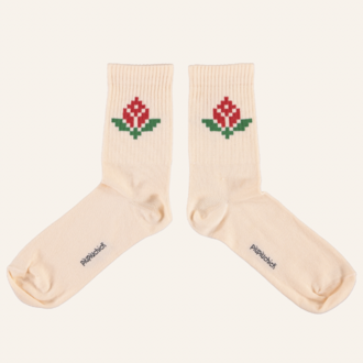 Piupiuchick Piupiuchick socks -  Light pink/red flower