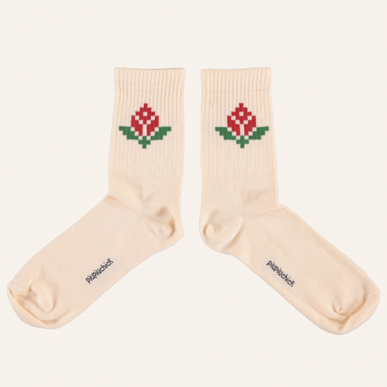 Piupiuchick Piupiuchick socks -  Light pink/red flower