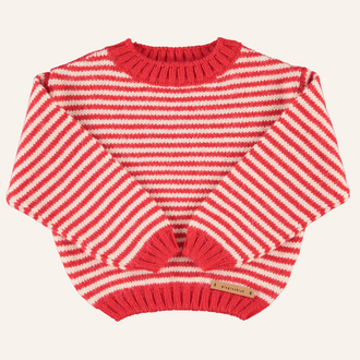 Piupiuchick Piupiuchick knitted sweater - Ecru/red stripes