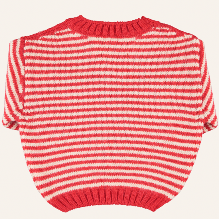 Piupiuchick Piupiuchick knitted sweater - Ecru/red stripes