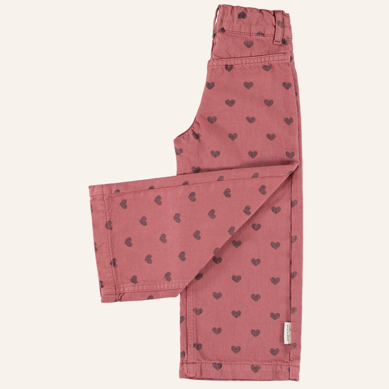 Piupiuchick Piupiuchick Flare trouser - Pink/black hearts