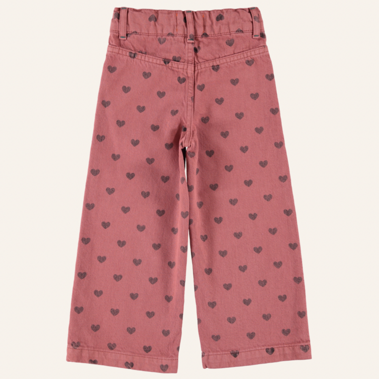 Piupiuchick Piupiuchick Flare trouser - Pink/black hearts