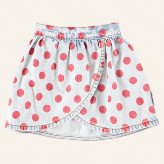 Piupiuchick Piupiuchick short skirt - Light blue denim red dots