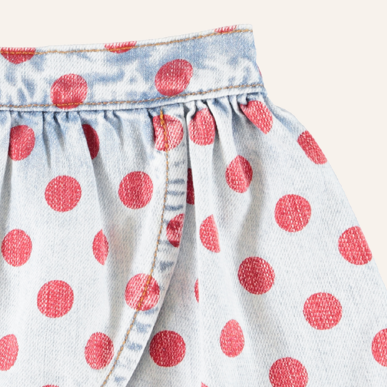 Piupiuchick Piupiuchick short skirt - Light blue denim red dots