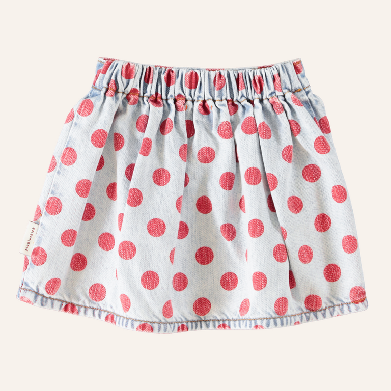 Piupiuchick Piupiuchick short skirt - Light blue denim red dots