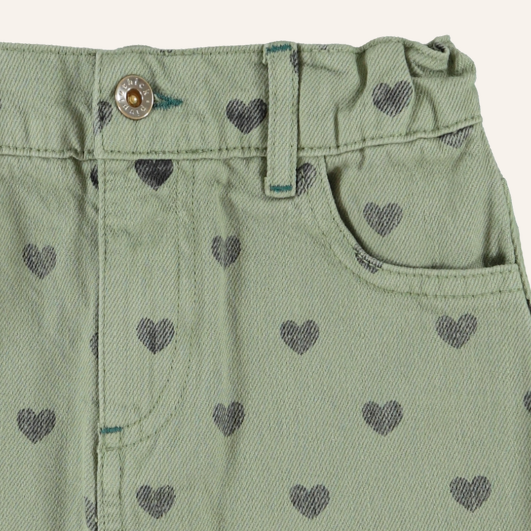 Piupiuchick Piupiuchick short skirt - Olive/black hearts