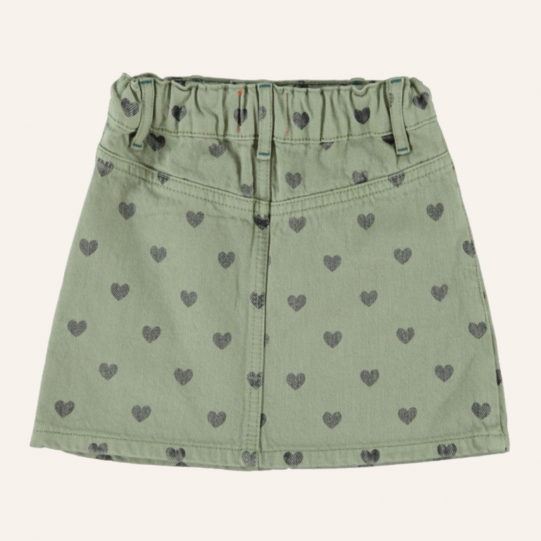 Piupiuchick Piupiuchick short skirt - Olive/black hearts